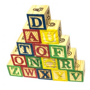 Cubo 15 Piezas Madera Letras Números
