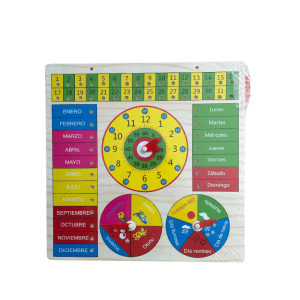 Reloj Calendario Juguete Madera